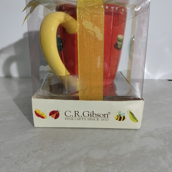 CR Gibson Lidded Sipper 17 oz Ceramic Mug Set Teaberry Design Teacher - Picture 4 of 5